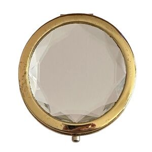 Compact Crystal Makeup Mini Round Mirror 2 3/4” Cosmetic Pocket